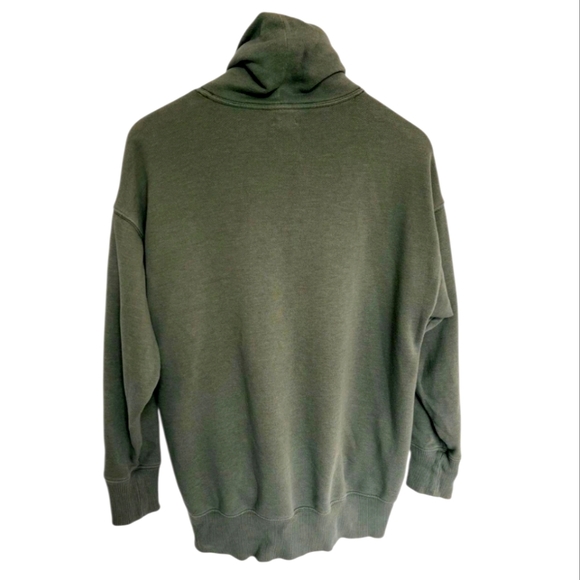 AERIE Relaxed Fit Cowl Neck Soft Sweatshirt Green/Gray Pockets Ribbed Hem Sz SM - Picture 10 of 15